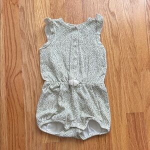 Colored Organics Green Floral Baby Romper